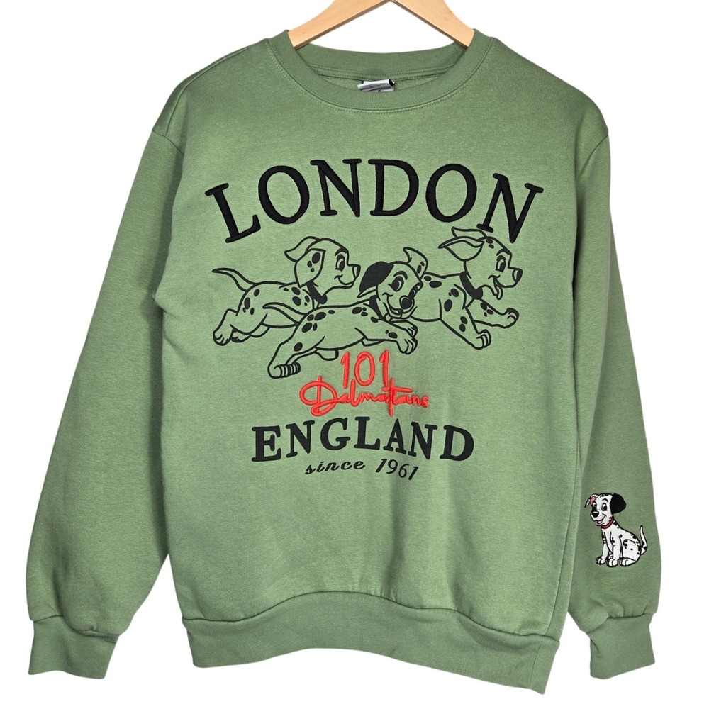 Disney 101 Dalmatians London England‎ Green Graphic Sweatshirt WQSJ060-3L59